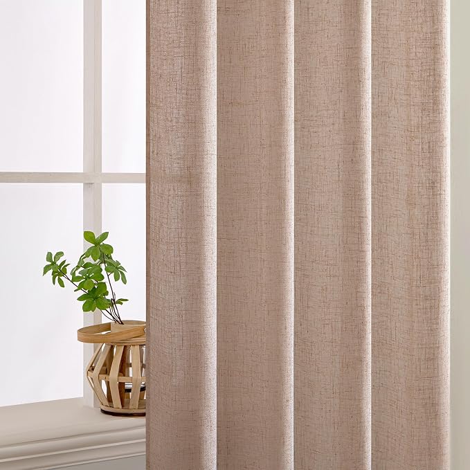 MIULEE Natural Beige Linen Curtains 90 Inch Long 2 Panels - Image 5