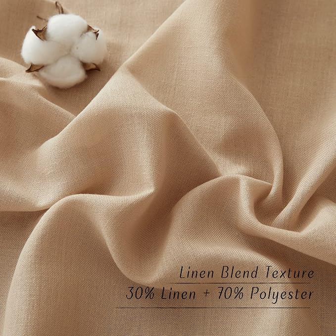 NICETOWN Camel Thick Linen Curtains 72" Length, Grommet Privacy Window - Image 6