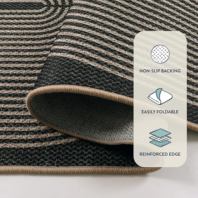 Lahome Modern Rainbow Easy Jute Rug, 6x9 Area Rugs for Living Room Outdoor Patio Washable Indoor Outdoor Dining Room Carpet, Farmhouse Large Non Slip Carpet for Bedromm Backyard Office