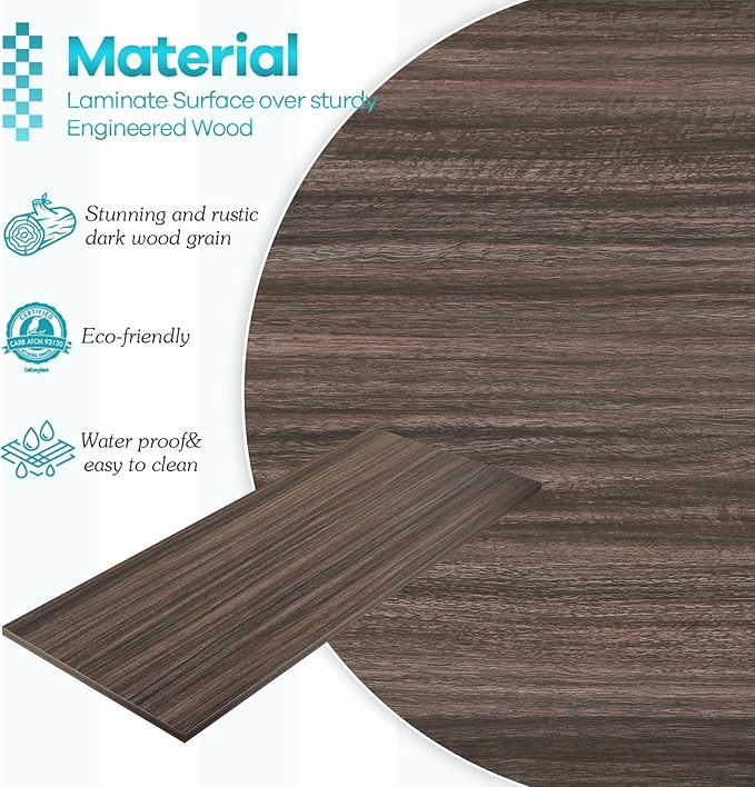 Kaboon Universal Tabletop 45"x20", Solid One-Piece Melamine Table Top, L-Desk Floating Desk DIY, Home and Office, Eucalyptus