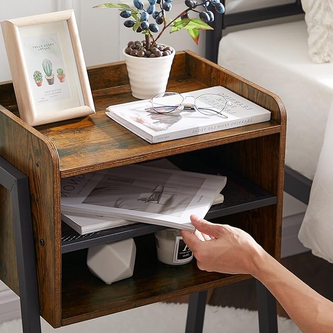 VECELO Stackable Nightstand, End Table Side Table with Open Storage Shelf, Small Night Stand for Bedroom, Living Room