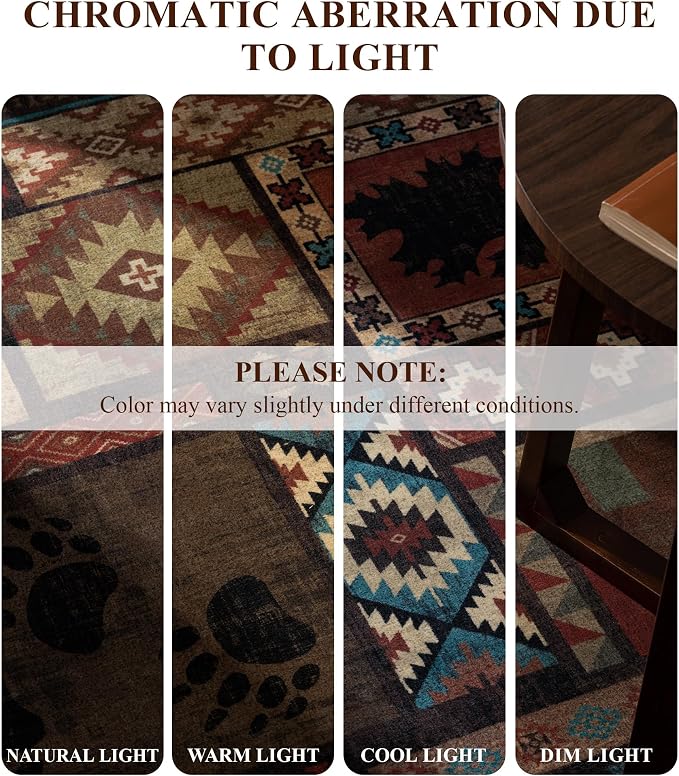 YIHOUSE Rustic Cabin Area Rug 4x6, Machine Washable Lodge Bear Rug, Non-Slip - Image 3