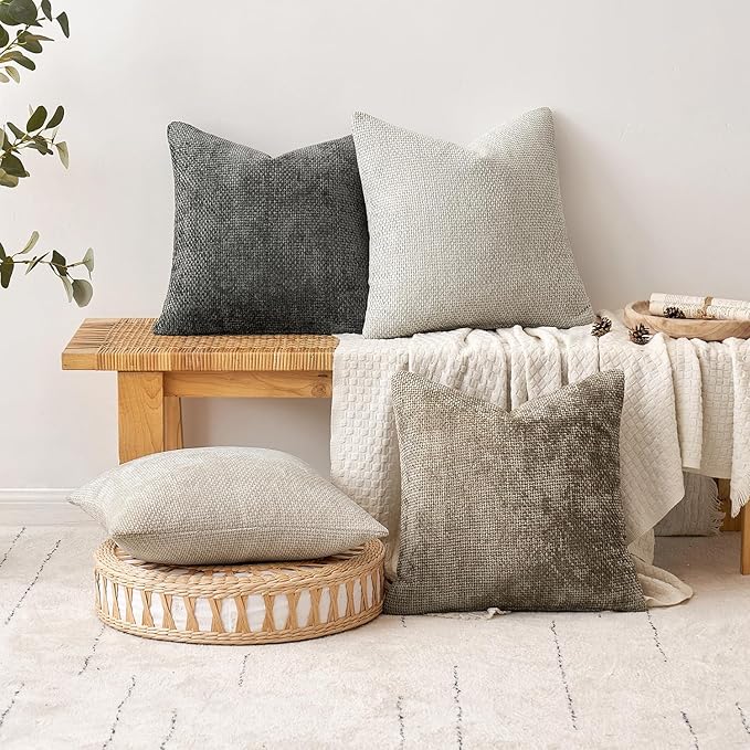 MIULEE Pack of 2 Couch Throw Pillow Covers 16x16 Inch Dark Gray Modern Boho - Image 4