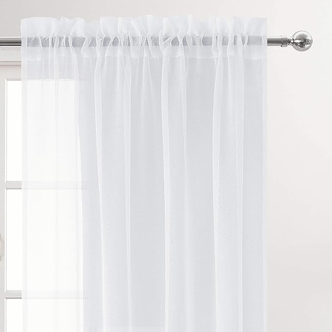 DWCN Living Room Curtains Sheer 84 inches Long 2 Panels Set, Airy & Soft - Image 2