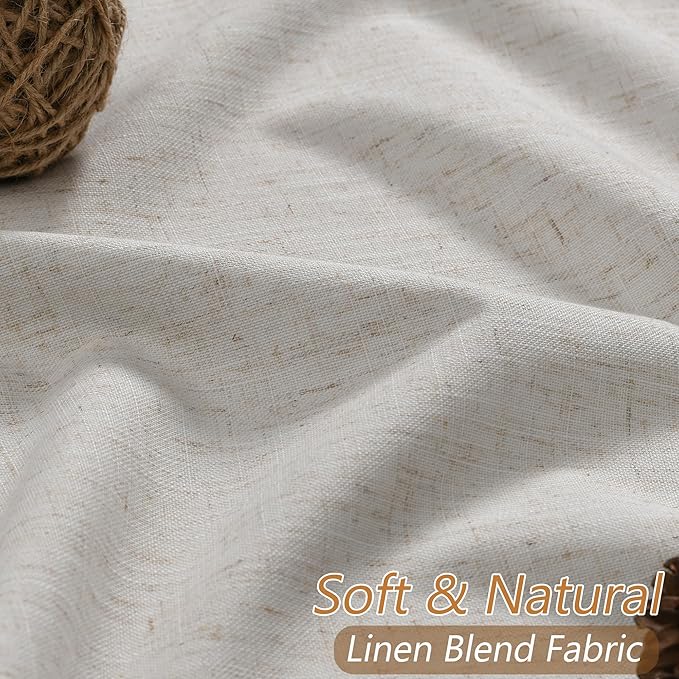 Guken Light Beige 100% Blackout Curtains 112 Inch Length 2 Panels Set Neutral - Image 3