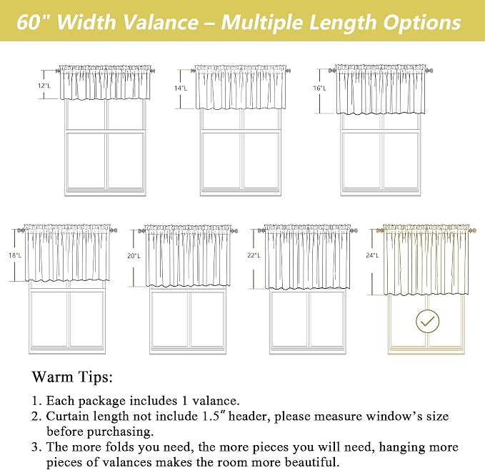Navy Blue Valances for Windows, Light Filtering Faux Linen Textured Small Short - Image 3