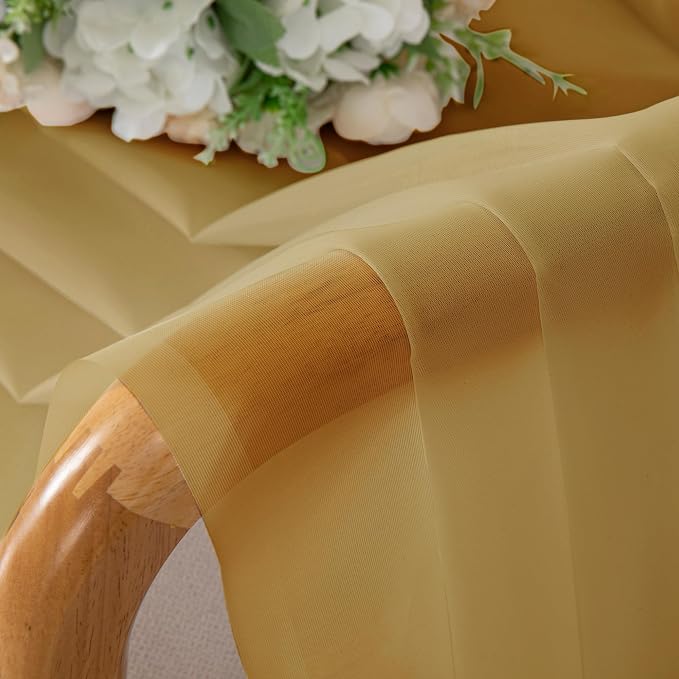 OVZME Gold Sheer Curtains 72 Inches Long 2 Panels - Image 5