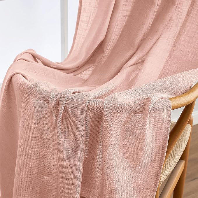 MIULEE Blush Pink Linen Curtains 108 Inches Long 2 Panels - Image 6
