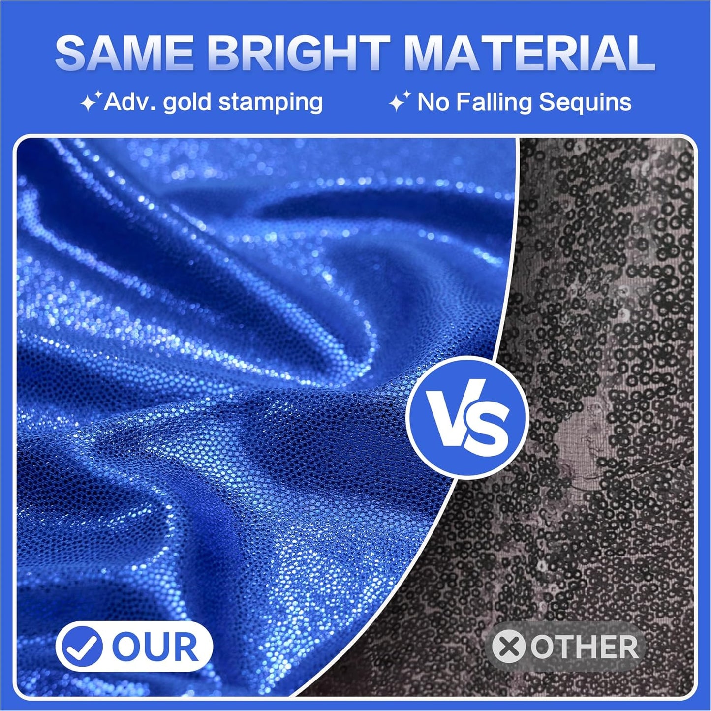 gogoparti 20x10FT Sapphire Blue Sequin Backdrop Curtain - 4 Panels of 5x10FT Wrinkle-Free Glitter Drapes for Photography, Birthdays, Weddings & Graduations