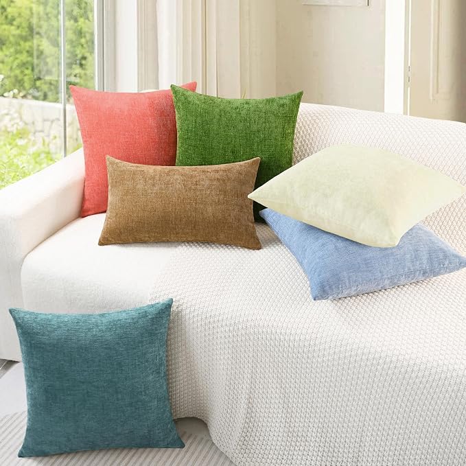 CaliTime Throw Pillow Covers Decorative 16 X 16 Inches Pack of 2 Cozy Chenille - Image 4