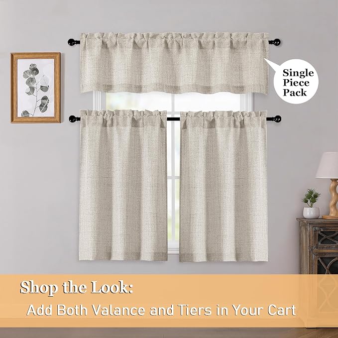 OWENIE Linen Valances for Windows 1 Pcs, Light Filtering Textured Farmhouse - Image 6