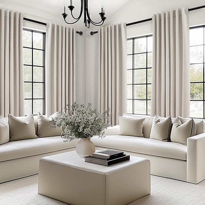 Topfinel Oatmeal Linen Blackout Curtains 96 Inches Long 8 FT Tall 2 Panels - Image 5