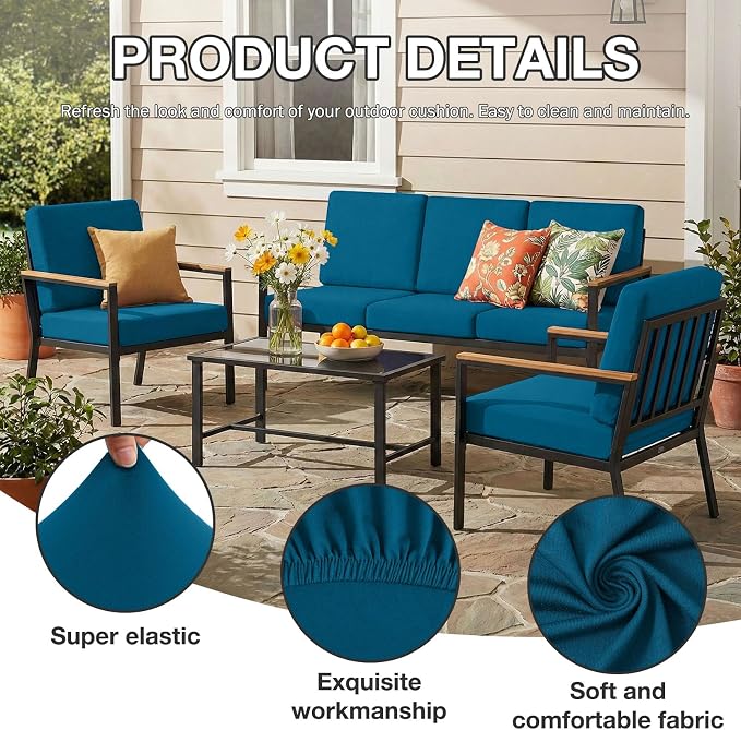 hyha 8Pcs Patio Cushion Covers, Stretch Outdoor Couch Cushion Covers, Washable - Image 3