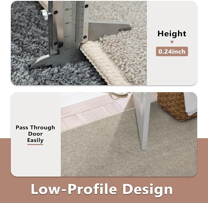 FinRèc Low Pile 5x7 Area Rugs for Bedroom Living Room, Thin Rug Solid Color - Image 6