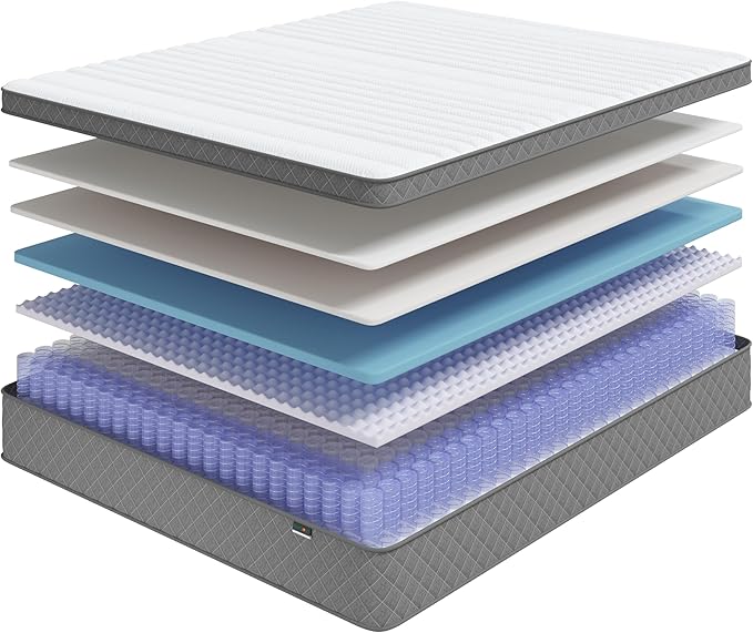 Queen Mattress, 12 Inch Cooling-Gel Memory Foam and Pocket Spring Hybrid Mattress, Queen Bed Mattressess in a Box, CertiPUR-US Certified, Medium Firm