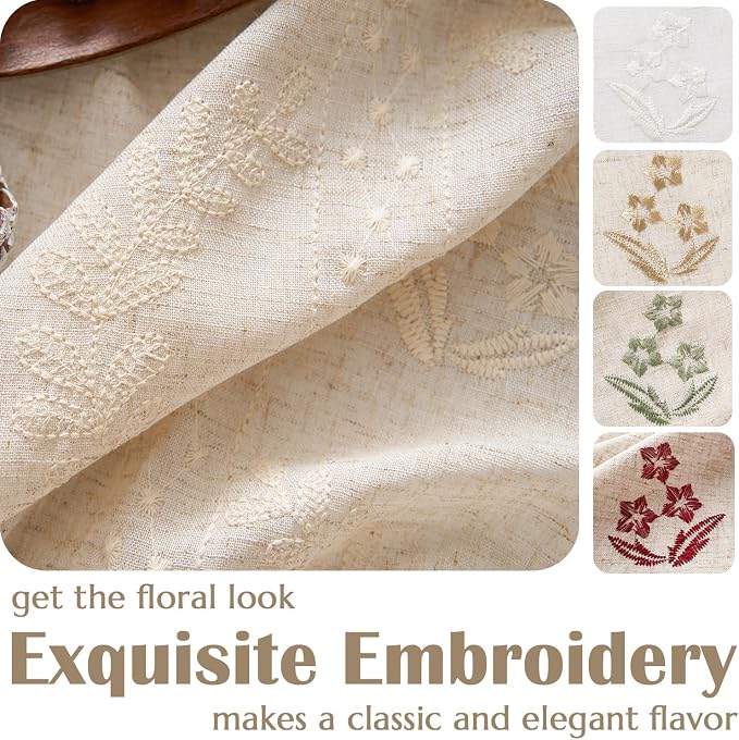 jinchan Belrose Linen Curtains for Bedroom Floral Curtains 84 Inch Length Linen - Image 7
