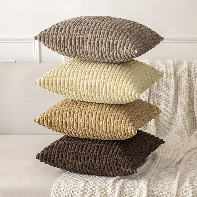 MIULEE Pack of 2 Corduroy Decorative Throw Pillow Covers 18x18 Inch Soft Boho - Image 4