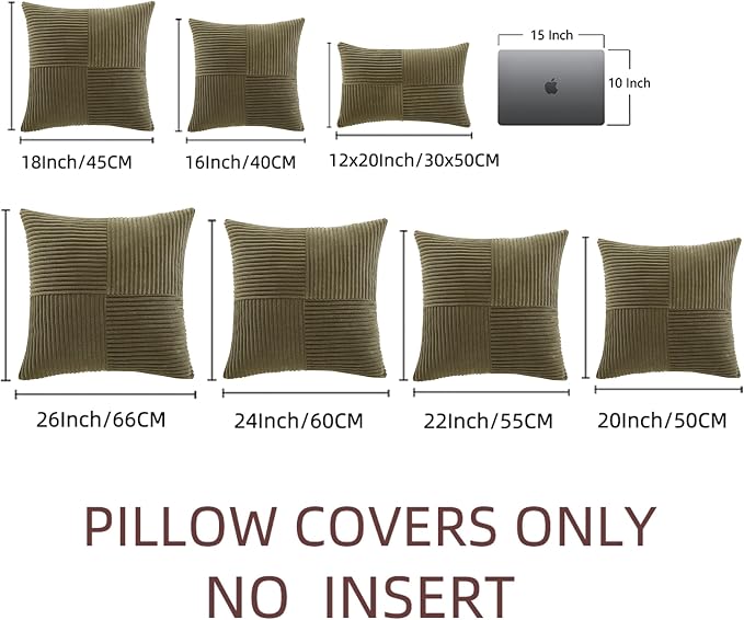 Fancy Homi 2 Packs Olive Green Decorative Throw Pillow Covers 16x16 Inch - Image 8