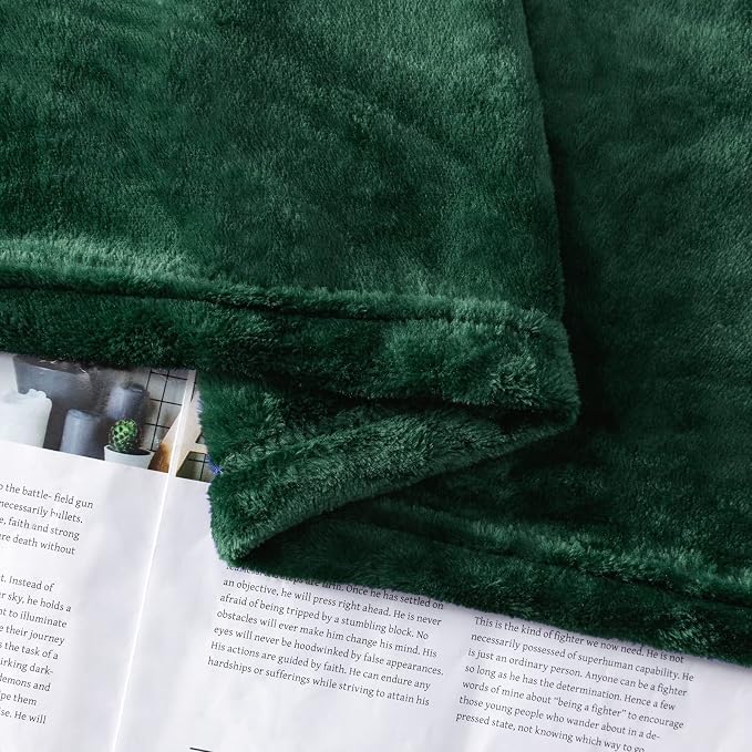 JIAHANNHA Flannel Fleece Blanket Queen Size Green 90 by 90 Inches Blankets - Image 6