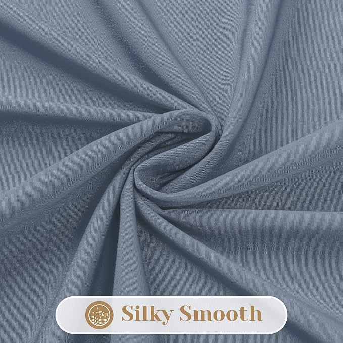 HOMEIDEAS Non-See-Through Stone Blue Privacy Sheer Curtains, 52 X 96 Inches - Image 7