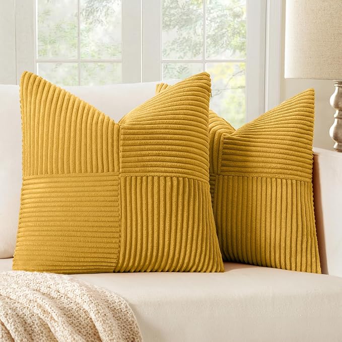 MIULEE Mustard Yellow Decorative Throw Pillow Covers 18x18 Inch by MIULEE