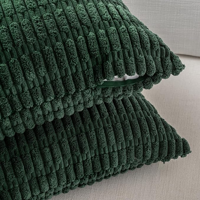 Fancy Homi 4 Packs Hunter Green Decorative Throw Pillow Covers 18x18 Inch - Image 3