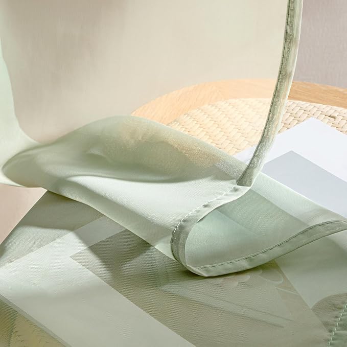 MIULEE Sage Green Sheer Curtains 72 Inches Long, 4 Panels Set, Light Filtering - Image 7