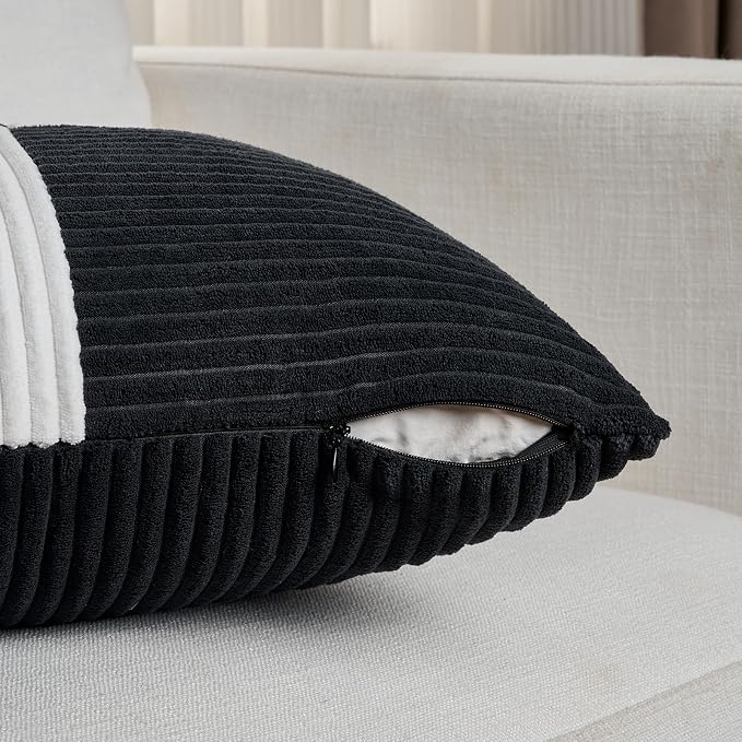 Fancy Homi Set of 2 Black White Decorative Throw Pillow Covers 22x22 Inch - Image 4