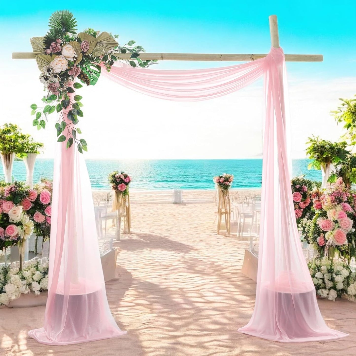 MDS Halloween Chiffon Draping Fabric - 1 Panel, 30" Wide x 75ft Long - Sheer Spooky Arbor & Canopy Drapery for Haunted House Backdrops, Party Ceilings, DIY Costumes & Themed Events - Blush Pink