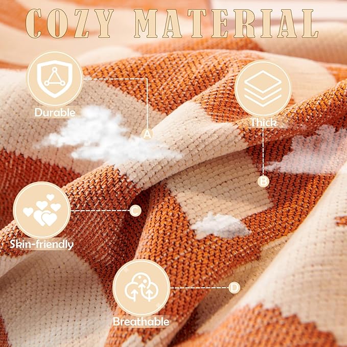 HANDONTIME Orange Sofa Covers for Couch Loveseat Covers Soft Chenille Couch Cover for Dogs Washable Furniture Protector with Tassel Solid Pet Couch Protector Thick, 71/'' X150/'', Tassel:orange