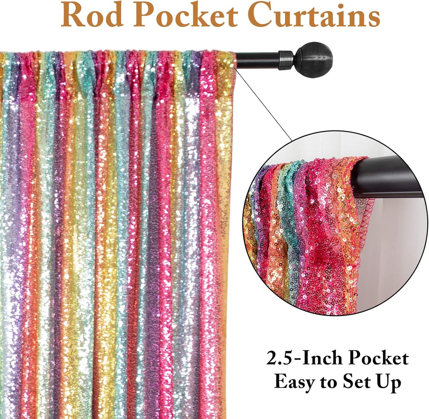 ShinyBeauty Rainbow Sequin Curtain Backdrop 5FTX10FT Sequin Wedding Backdrops for Photography Rainbow Shimmer Curtains Payette Sequin Backdrop Background
