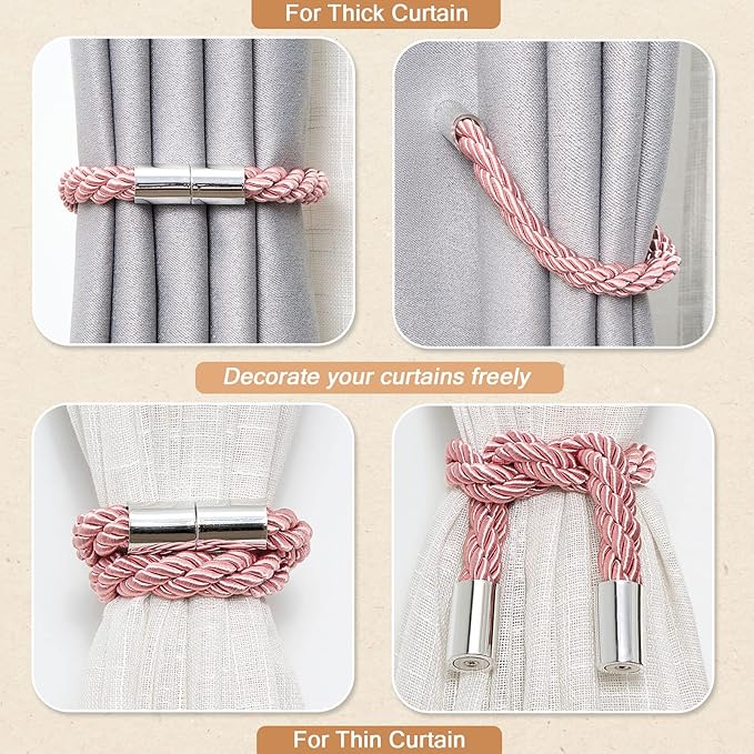 NICEEC 2 Pack Strong Magnetic Curtain Tiebacks Modern Simple Style Drape Tie - Image 6