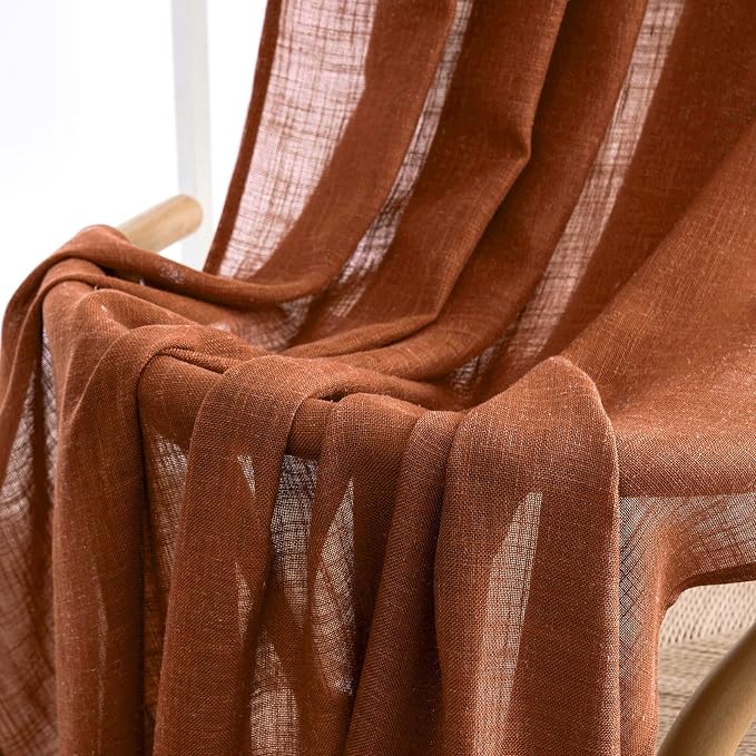 MIULEE Burnt Orange Linen Curtains 90 Inch Long - Image 6