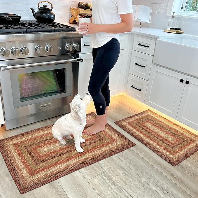 Gingerbread Brown Jute Braided Rug, 20x30 Rectangle - Perfect Country Decor for Kitchen, Entryway, Everywhere