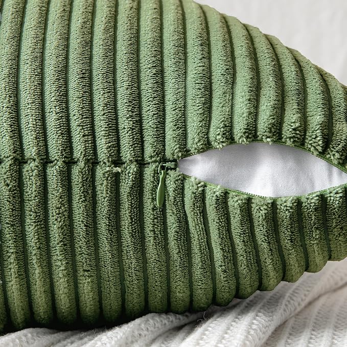 MIULEE Moss Green Decorative Throw Pillow Covers 20x20 Inch - Image 3