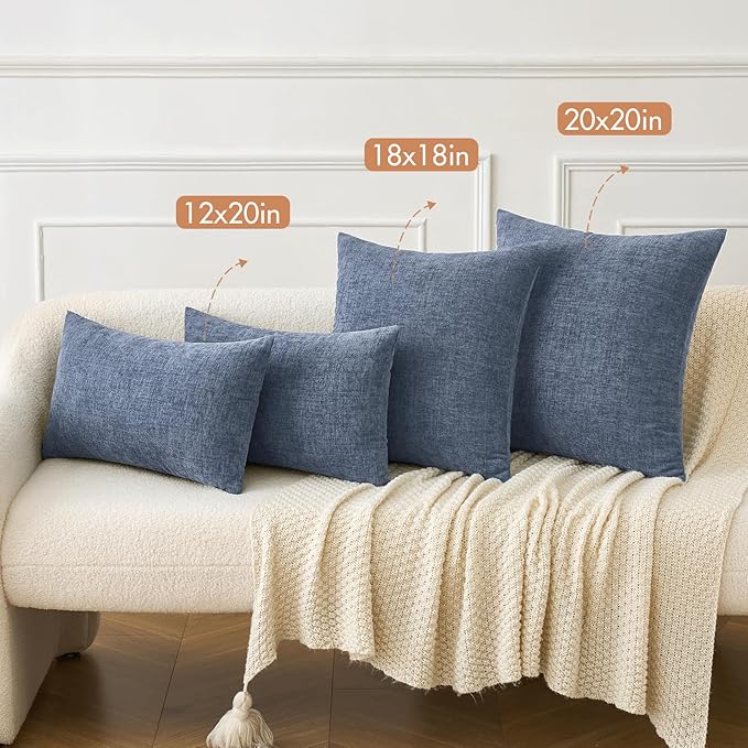 MIULEE Pack of 2 Couch Throw Pillow Covers 20x20 Inch Soft Dark Grey Blue - Image 4