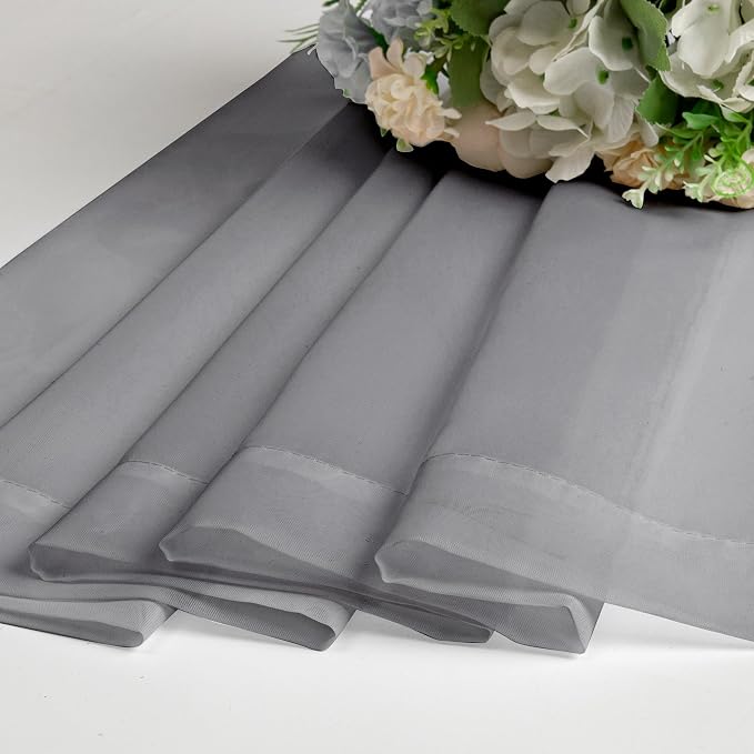 Lecloud Charcoal Grey Sheer Curtains 14 Inch Length 2 Panels Set, Light - Image 7