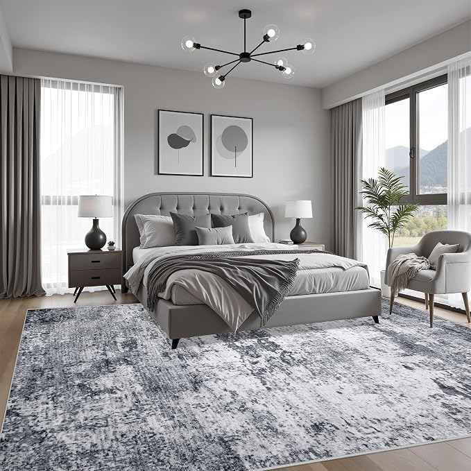 10x12 Area Rug Living Room Rug: Washable Modern Abstract Soft Thin Rug Indoor - Image 3