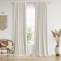 Guken 100% Blackout Boho 96 Inches Long Natural Linen Curtains Floor to Ceiling by Guken