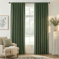 RYB HOME Olive Green 100% Blackout Linen Curtains 108 inches Long, Luxury by RYBHOME