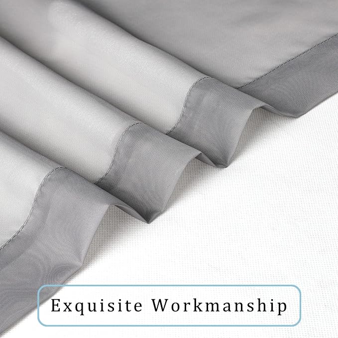 OWENIE Grey Sheer Curtains, Sheer Curtains 84 inches Long 2 Panels Set - Image 6