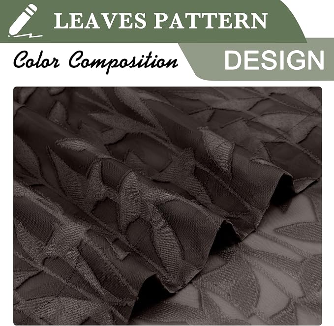 Lecloud Leia 2 Panels Sheer Chocolate Brown Curtain 54 Inch Length, Light - Image 7