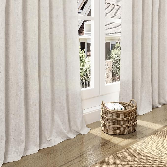Nanspring Pearl White Linen Curtains 102 Inches Long - Image 5