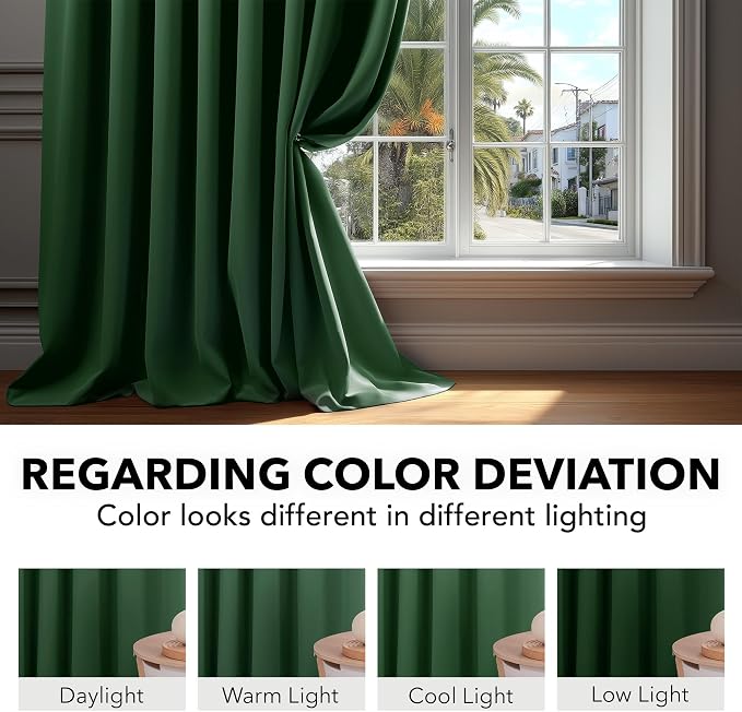 Deconovo Blackout Curtains, Thermal Insulated, W52 x L72 2 Panels, Back Tab - Image 6