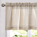 jinchan Valance Curtain Linen Textured Striped Window Curtain by JINCHAN