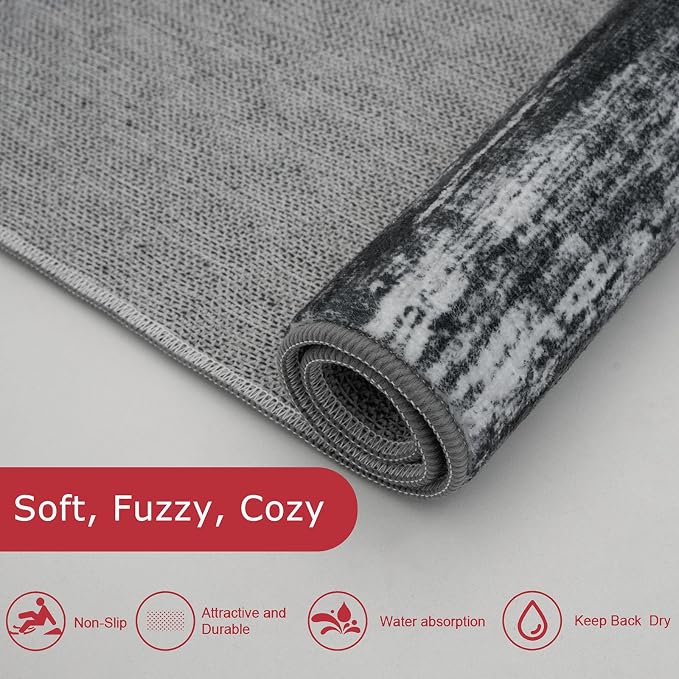 KOZYFLY Modern Abstract Washable Rug Runner 2.6x12 Hallway Rug Runner Non-Slip - Image 6