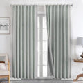 Joydeco Natural Linen Curtains 120 inch Length 2 Panels Set Burg 100% Blackout Patio Door Curtain Room Darkening Sliding Door Curtains Thermal Insulated Back tab Rod Pocket(105x120 inch, Sage Green)