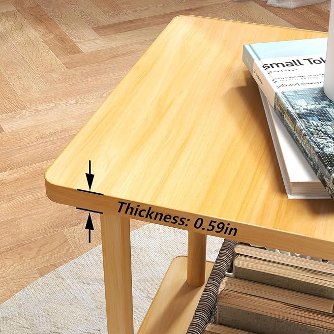 2-Tier End Table,Multi-Layer Side Cabinet with 4 Solid Wood Sturdy Legs for Living Room and Bed Room, Minimalist Modern (15.8"*15.8"*21")