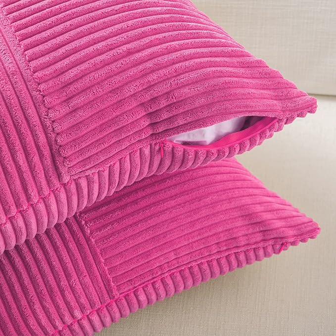 Fancy Homi 2 Packs Hot Pink Big Decorative Throw Pillow Covers 24x24 Inch - Image 4