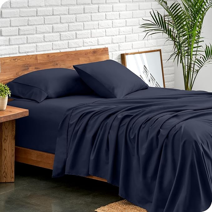 Bare Home Twin Sheet Set - 1800 Ultra-Soft Microfiber Twin Bed Sheets - Double Brushed - Deep Pockets - Easy Fit - Extra Soft - 3 Piece Set - Bedding Sheets & Pillowcases (Twin, Midnight Blue)